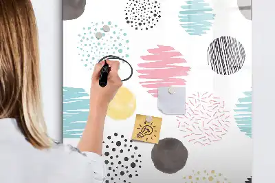 Pizarra magnética decorativa con rotulador diseño de círculos coloridos