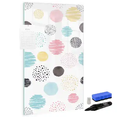 Pizarra magnética decorativa con rotulador diseño de círculos coloridos