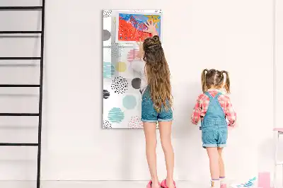 Pizarra magnética decorativa con rotulador diseño de círculos coloridos