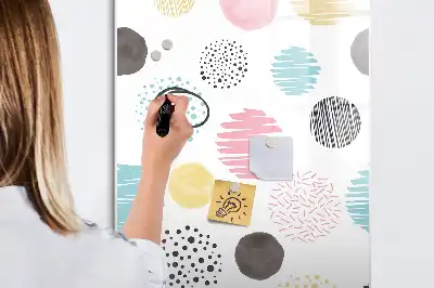 Pizarra magnética decorativa con rotulador diseño de círculos coloridos