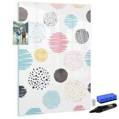 Pizarra magnética decorativa con rotulador diseño de círculos coloridos