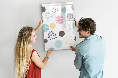 Pizarra magnética decorativa con rotulador diseño de círculos coloridos