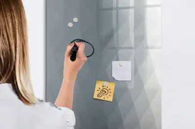 Pizarra magnética de cristal borrable con diseño de abstracción de olas en gris