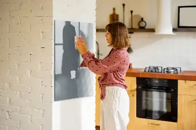 Pizarra magnética de cristal borrable con diseño de abstracción de olas en gris