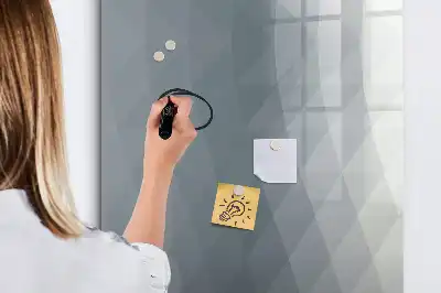 Pizarra magnética de cristal borrable con diseño de abstracción de olas en gris