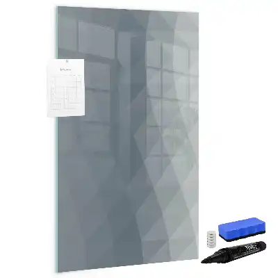 Pizarra magnética de cristal borrable con diseño de abstracción de olas en gris