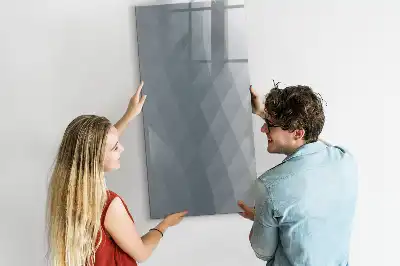 Pizarra magnética de cristal borrable con diseño de abstracción de olas en gris