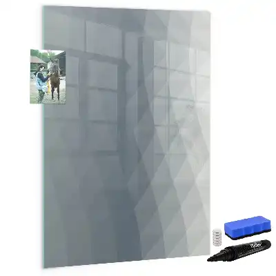 Pizarra magnética de cristal borrable con diseño de abstracción de olas en gris