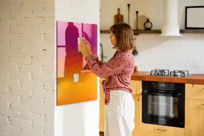 Pizarra magnética decorativa con rotulador diseño amanecer en degradado