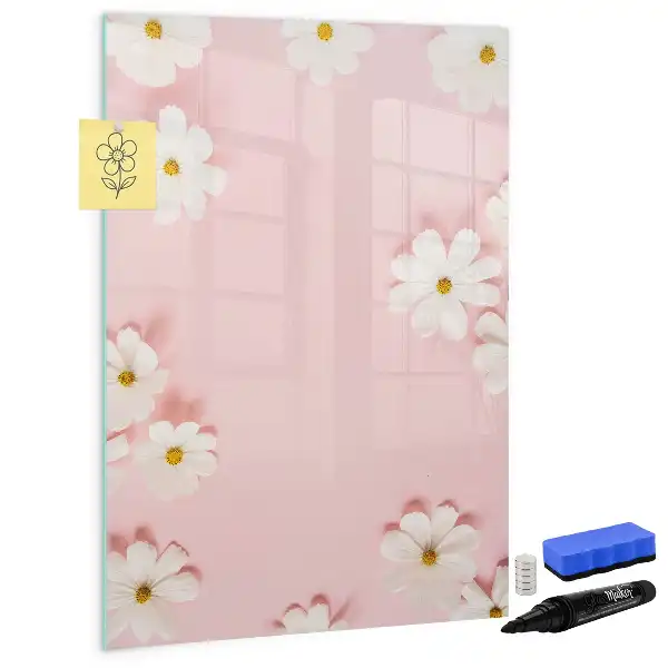 Pizarra magnética de cristal borrable diseño con flores