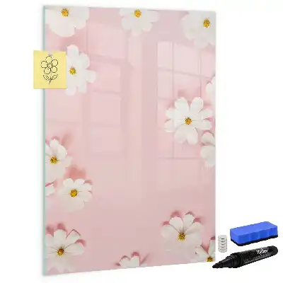 Pizarra magnética de cristal borrable diseño con flores