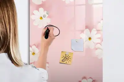 Pizarra magnética de cristal borrable diseño con flores