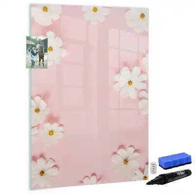 Pizarra magnética de cristal borrable diseño con flores