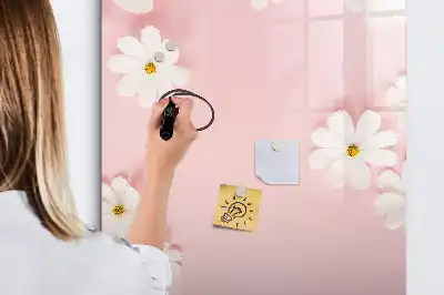 Pizarra magnética de cristal borrable diseño con flores