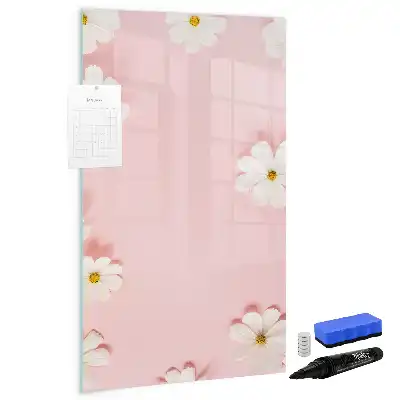 Pizarra magnética de cristal borrable diseño con flores