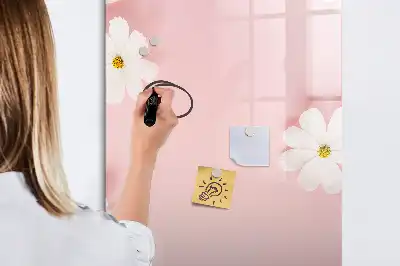 Pizarra magnética de cristal borrable diseño con flores