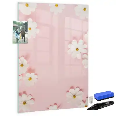 Pizarra magnética de cristal borrable diseño con flores