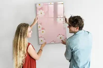 Pizarra magnética de cristal borrable diseño con flores