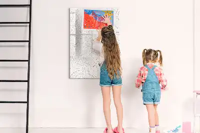 Pizarra magnética decorativa con rotulador diseño líneas abstractas