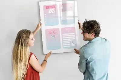 Pizarra magnética borrable de cristal diseño de planificador unicornio
