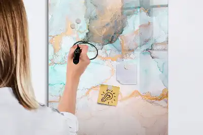 Pizarra magnética de cristal borrable con diseño de tintas abstractas