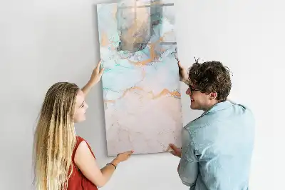 Pizarra magnética de cristal borrable con diseño de tintas abstractas