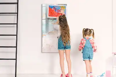 Pizarra magnética de cristal borrable con diseño de tintas abstractas