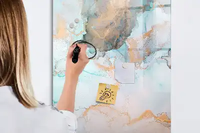 Pizarra magnética de cristal borrable con diseño de tintas abstractas
