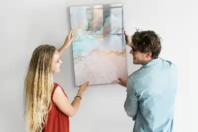 Pizarra magnética de cristal borrable con diseño de tintas abstractas