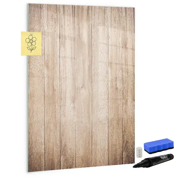 Pizarra magnética decorativa con rotulador y marco de madera clara