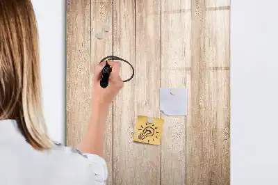 Pizarra magnética decorativa con rotulador y marco de madera clara