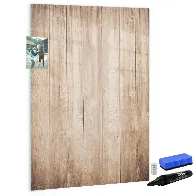 Pizarra magnética decorativa con rotulador y marco de madera clara