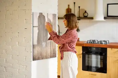 Pizarra magnética decorativa con rotulador y marco de madera clara