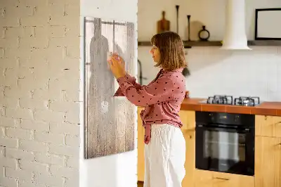 Pizarra magnética decorativa con rotulador y marco de madera clara