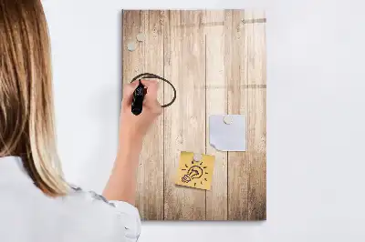 Pizarra magnética decorativa con rotulador y marco de madera clara