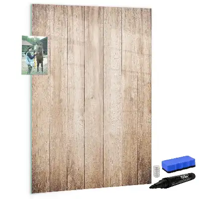 Pizarra magnética decorativa con rotulador y marco de madera clara
