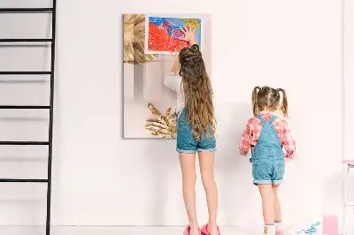 Pizarra magnética borrable de cristal con diseño de hojas doradas