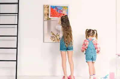 Pizarra magnética borrable de cristal con diseño de hojas doradas