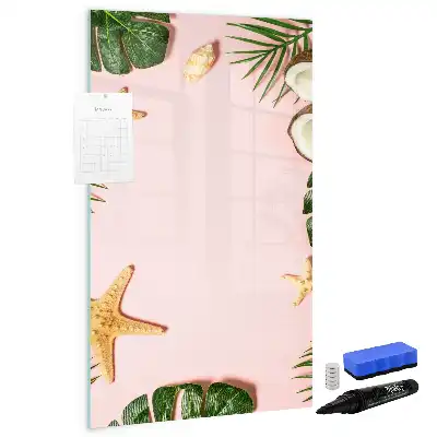 Pizarra magnética de cristal borrable marco de madera modelo verano