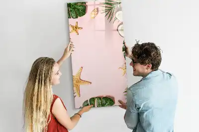 Pizarra magnética de cristal borrable marco de madera modelo verano