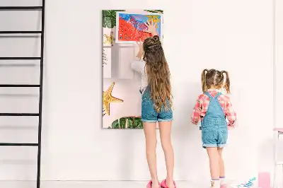 Pizarra magnética de cristal borrable marco de madera modelo verano