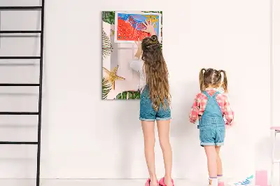 Pizarra magnética de cristal borrable marco de madera modelo verano