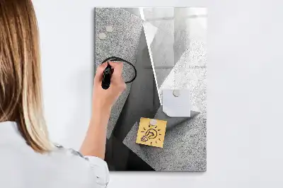 Pizarra magnética decorativa diseño de abstracción geométrica con rotulador incluido