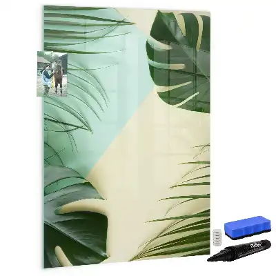 Pizarra magnética de cristal diseño de monstera tropical