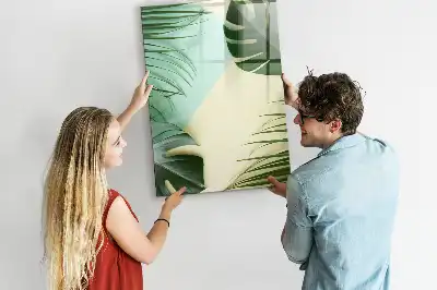 Pizarra magnética de cristal diseño de monstera tropical