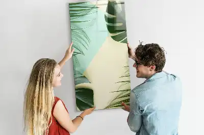 Pizarra magnética de cristal diseño de monstera tropical