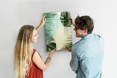 Pizarra magnética de cristal diseño de monstera tropical