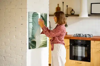Pizarra magnética de cristal diseño de monstera tropical