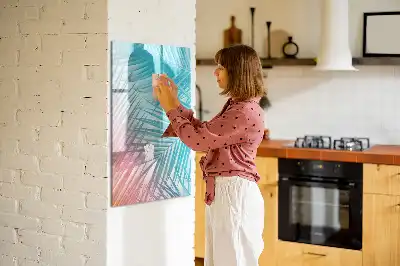 Pizarra magnética decorativa con diseño de hojas de palma y rotulador incluido