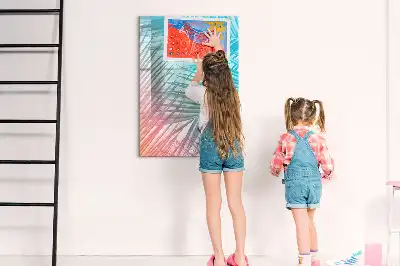 Pizarra magnética decorativa con diseño de hojas de palma y rotulador incluido